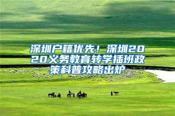 深圳户籍优先！深圳2020义务教育转学插班政策科普攻略出炉
