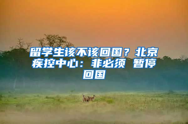 留学生该不该回国？北京疾控中心：非必须 暂停回国