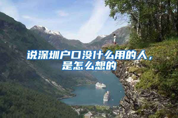 说深圳户口没什么用的人，是怎么想的