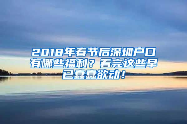 2018年春节后深圳户口有哪些福利？看完这些早已蠢蠢欲动！