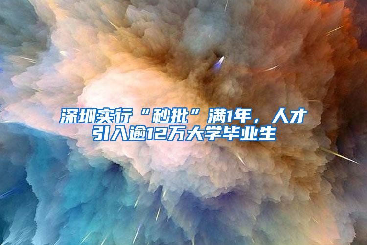 深圳实行“秒批”满1年，人才引入逾12万大学毕业生