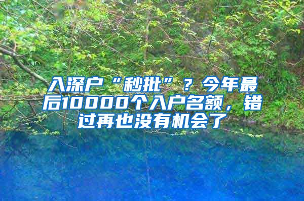 入深户“秒批”？今年最后10000个入户名额，错过再也没有机会了
