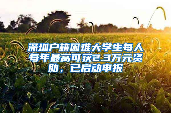 深圳户籍困难大学生每人每年最高可获2.3万元资助，已启动申报