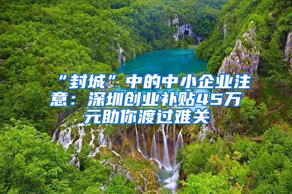“封城”中的中小企业注意：深圳创业补贴45万元助你渡过难关