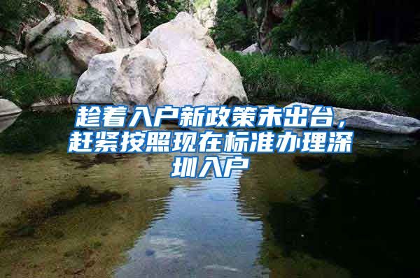 趁着入户新政策未出台，赶紧按照现在标准办理深圳入户