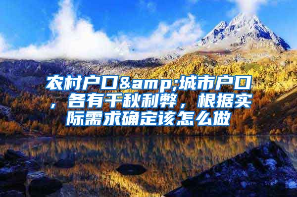 农村户口&城市户口，各有千秋利弊，根据实际需求确定该怎么做