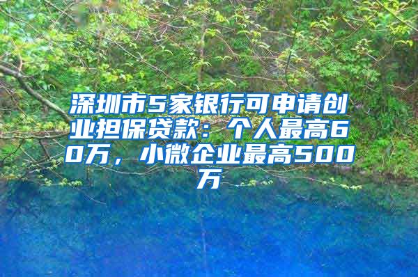 深圳市5家银行可申请创业担保贷款：个人最高60万，小微企业最高500万