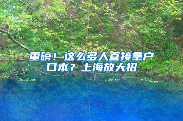 重磅！这么多人直接拿户口本？上海放大招