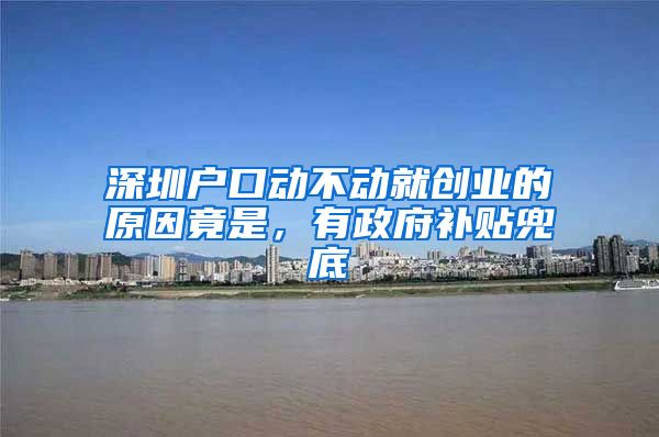深圳户口动不动就创业的原因竟是，有政府补贴兜底
