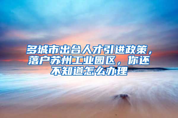 多城市出台人才引进政策，落户苏州工业园区，你还不知道怎么办理