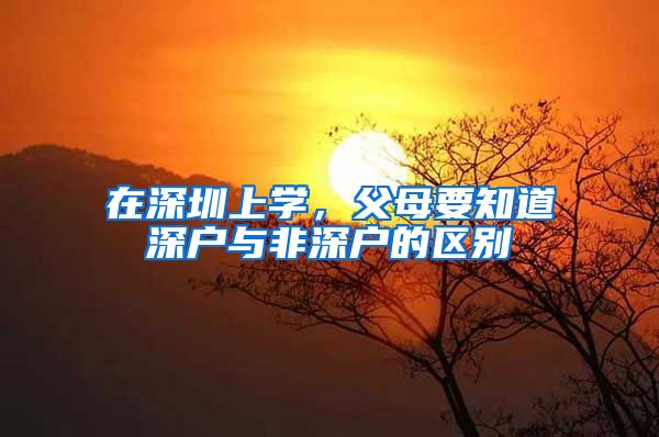 在深圳上学，父母要知道深户与非深户的区别