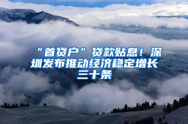 “首贷户”贷款贴息！深圳发布推动经济稳定增长三十条