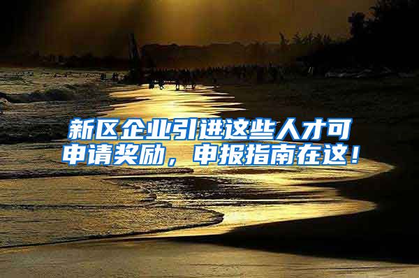 新区企业引进这些人才可申请奖励，申报指南在这！