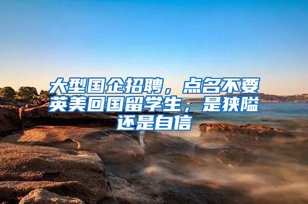 大型国企招聘，点名不要英美回国留学生，是狭隘还是自信