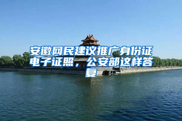安徽网民建议推广身份证电子证照，公安部这样答复