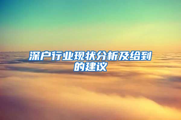 深户行业现状分析及给到的建议