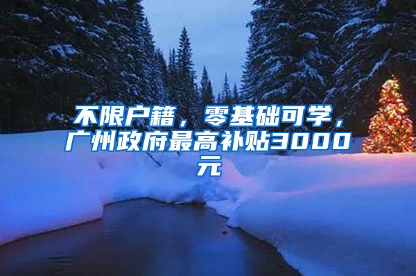 不限户籍，零基础可学，广州政府最高补贴3000元