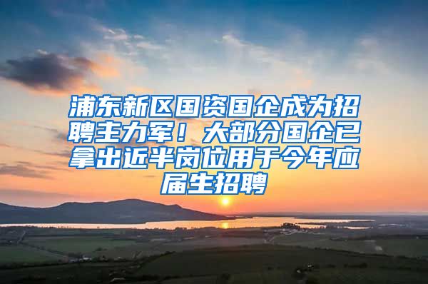 浦东新区国资国企成为招聘主力军！大部分国企已拿出近半岗位用于今年应届生招聘