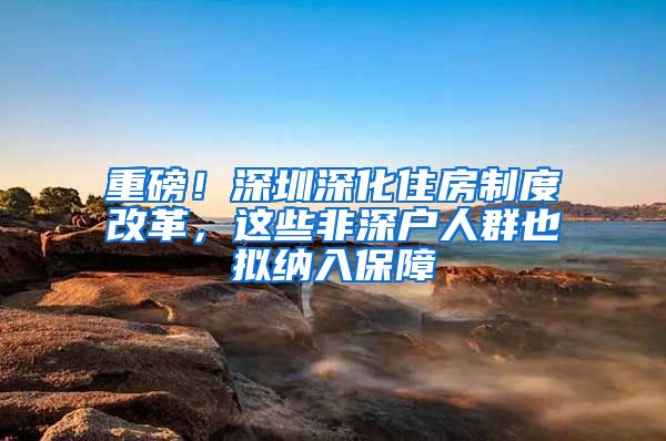 重磅！深圳深化住房制度改革，这些非深户人群也拟纳入保障