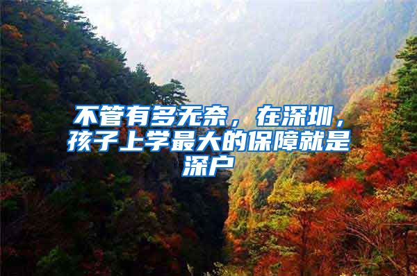 不管有多无奈，在深圳，孩子上学最大的保障就是深户