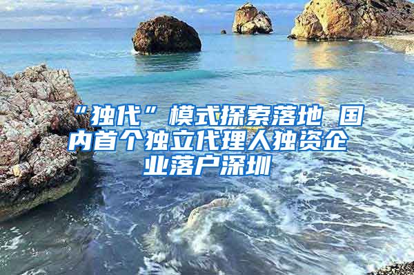“独代”模式探索落地 国内首个独立代理人独资企业落户深圳