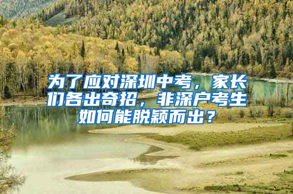 为了应对深圳中考，家长们各出奇招，非深户考生如何能脱颖而出？
