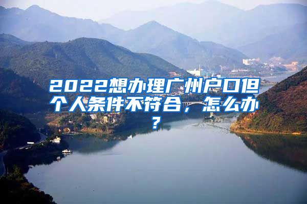 2022想办理广州户口但个人条件不符合，怎么办？