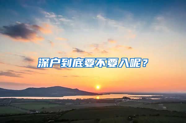 深户到底要不要入呢？