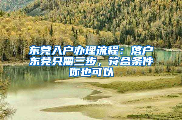 东莞入户办理流程：落户东莞只需三步，符合条件你也可以