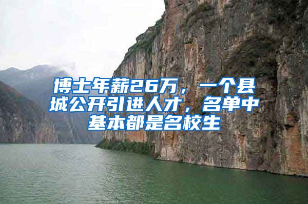 博士年薪26万，一个县城公开引进人才，名单中基本都是名校生