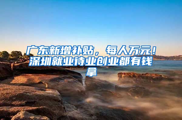 广东新增补贴，每人万元！深圳就业待业创业都有钱拿