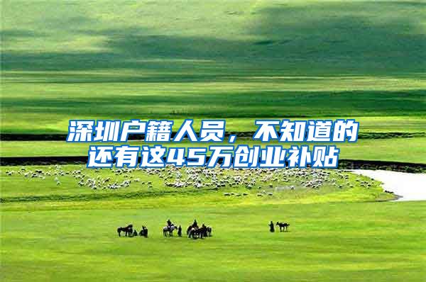 深圳户籍人员，不知道的还有这45万创业补贴