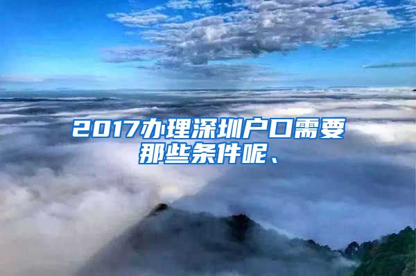 2017办理深圳户口需要那些条件呢、